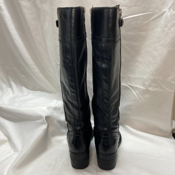 Born Tall Leather Boots Size 7 Black Double Zip Closure - Picture 4 of 11
